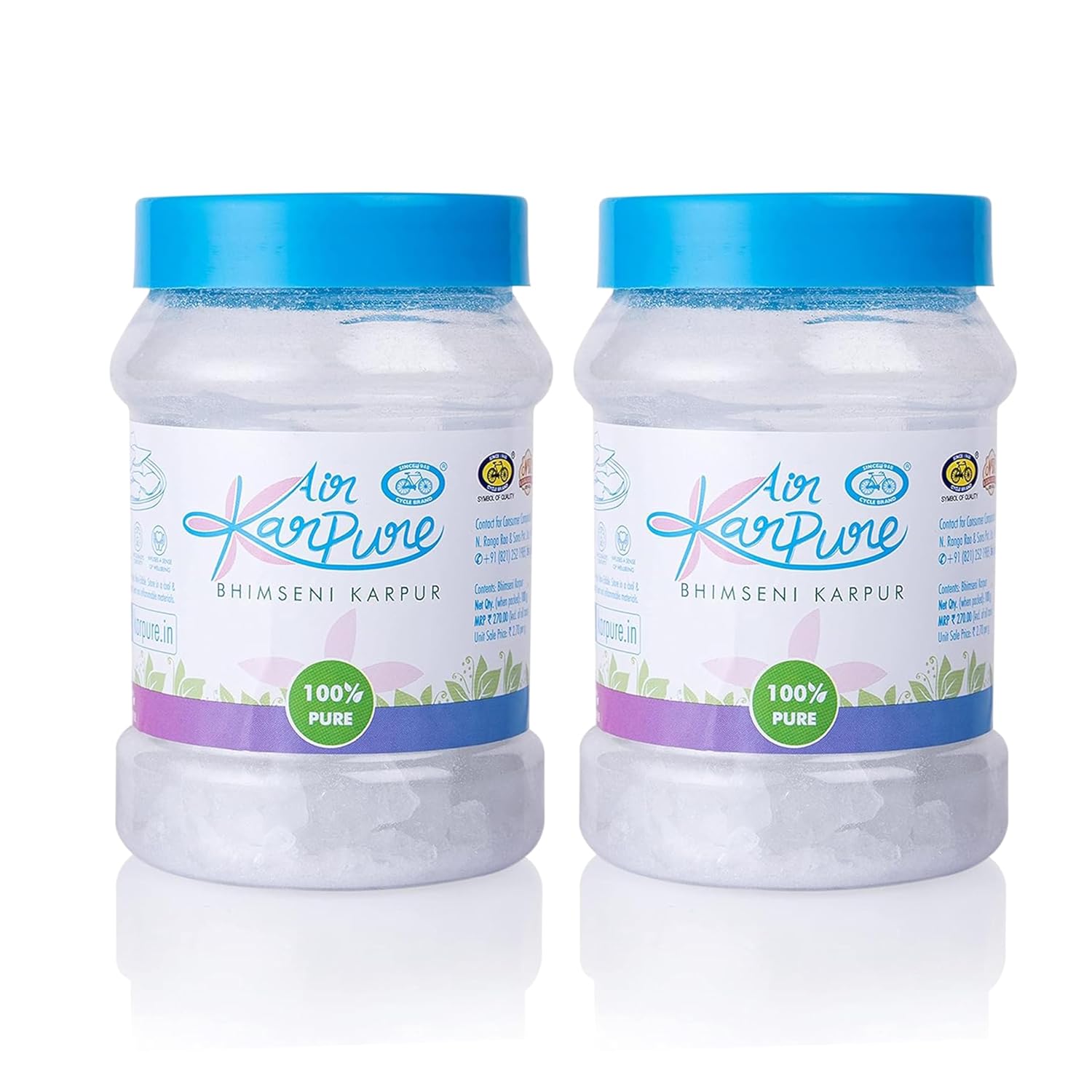 

Cycle Pure Karpure Bhimseni Camphor Original Pack of 2 100gm Each Divine Aroma for Puja Rituals Compatible with Long Lasting Fragrance