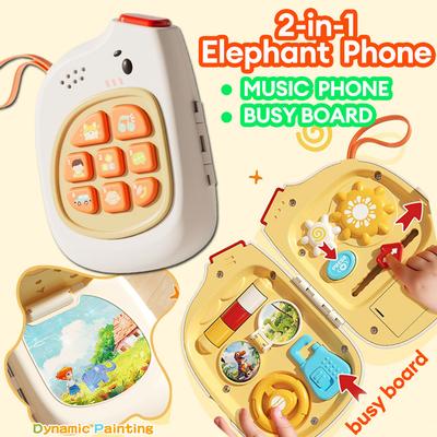 Elephant Phone Kid Toys, Baby Sensory Busy Board Montessori Toys, Music Early Educational, Best For Birthday Christmas Gift