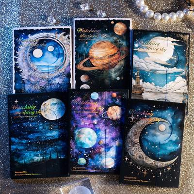 30 τεμ/συσκευασία Starry Sky Moon Phase Planet Night Scene Decoration Material Χαρτί Ιδανικό για Εφημερίδες Scrapbooking DIY