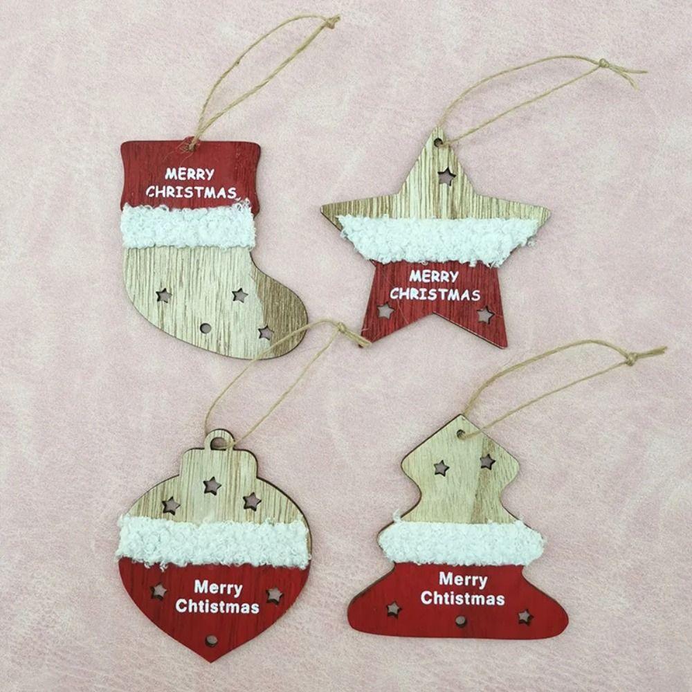 8pcs Wooden Christmas Pendants Natural Christmas Decoration Hanging  Gift