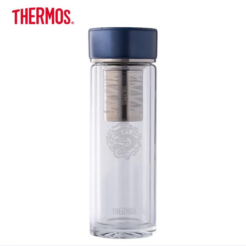 THERMOS 400ml Double Wall Glass Tea Infuser Bottle