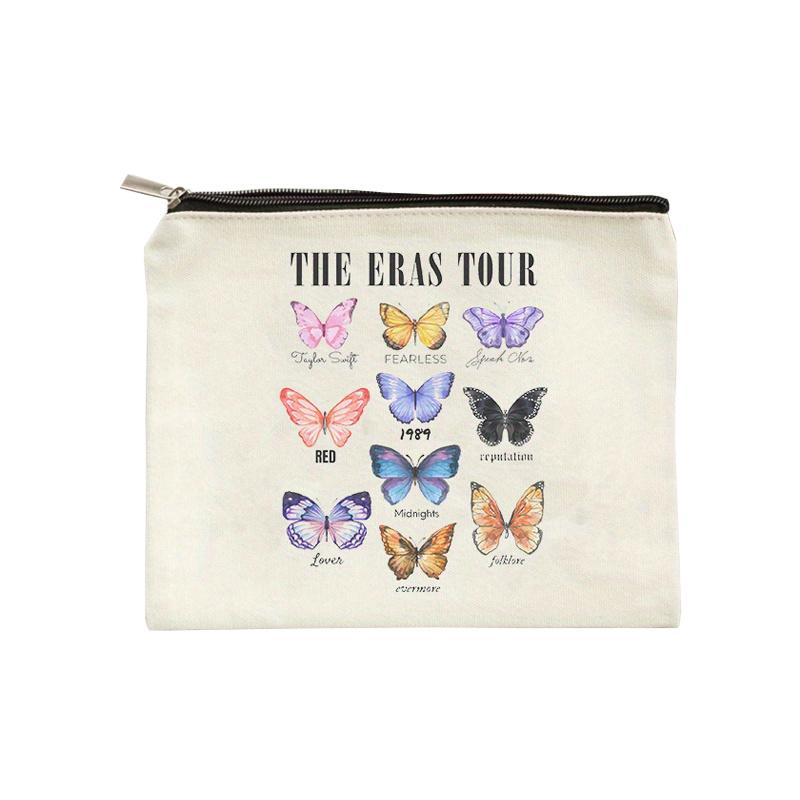 1pc Butterfly Pattern Cosmetics Bag, Albums As Post Stamps Pattern Toiletry Bag, Portable Travel Storage Pouch for Women Xmas Gift