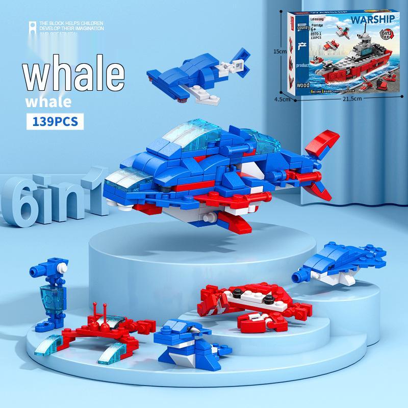 6-in-1 Kids' Building Block Set: Train, Robot, Tank, Police - Compatible Blocks for Boys & Girls