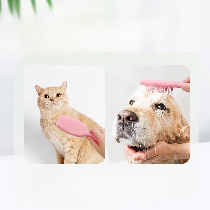 Husdjurssilikonhandtag Badborste, Mjuktandad Hundbad Massagekam, Hårvård och Rengöring Husdjurskam