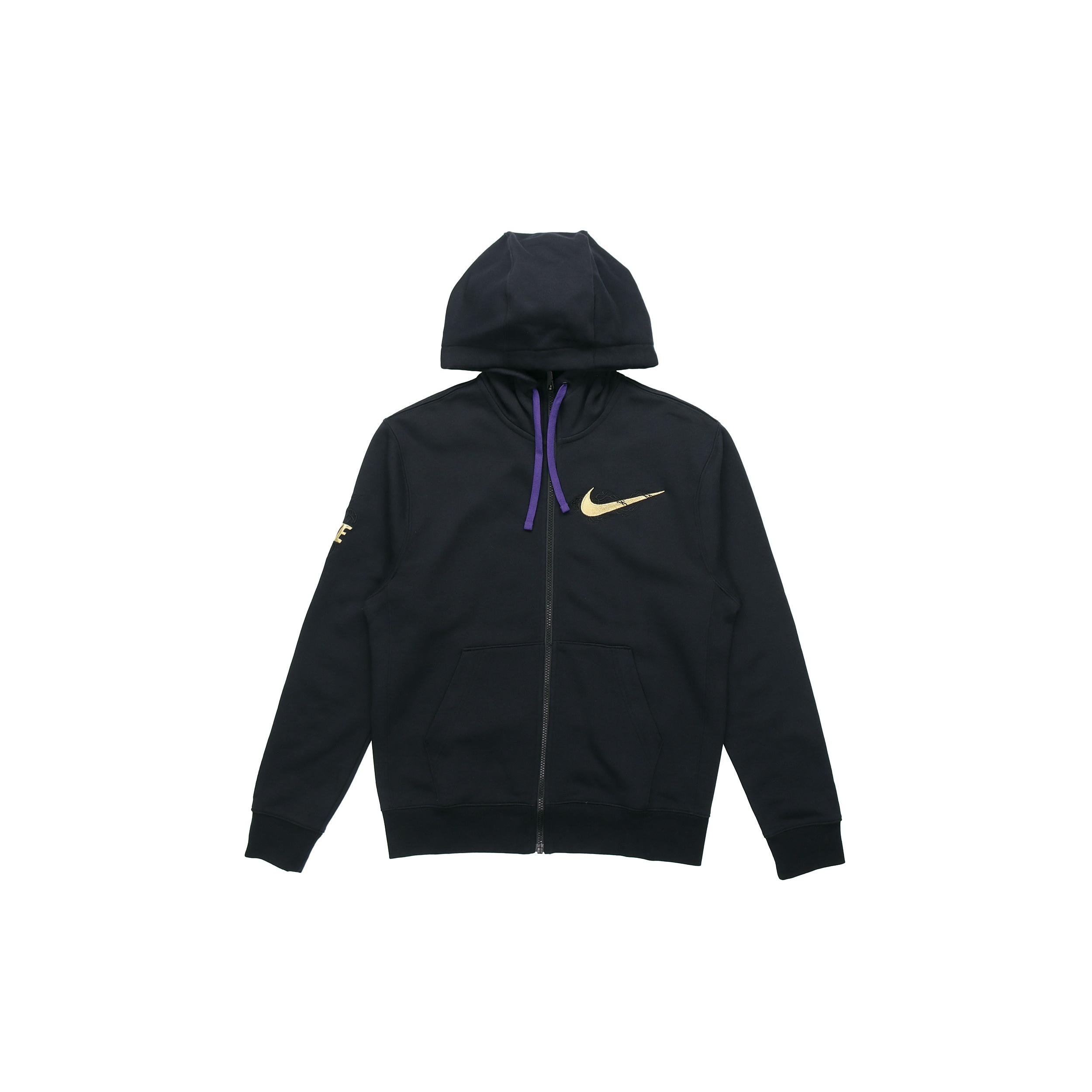 Nike Zipper Cardigan Casual Sports Fleece Lined Hooded Jacket Black Men s CU8094-010 S