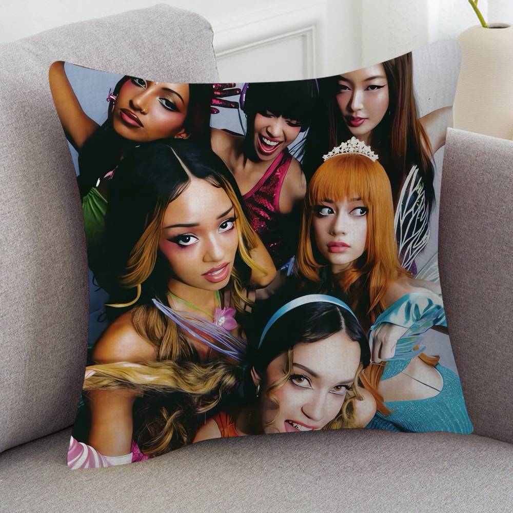 KPOP Katseye Pillow Case Soft Double Sided Print Sofa Cushion Cover Throw Pillow Covers