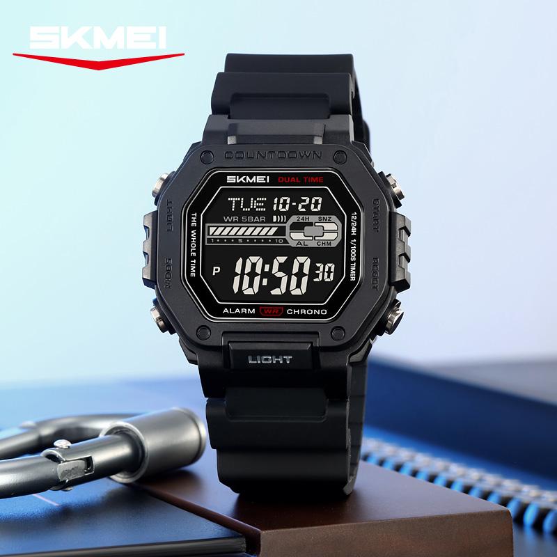 SKMEI 2523 Fashion Brand Digital Countdown Sport Watches Mens Electronic Watches Chrono Military Wristwatch Alarm Montre Homme