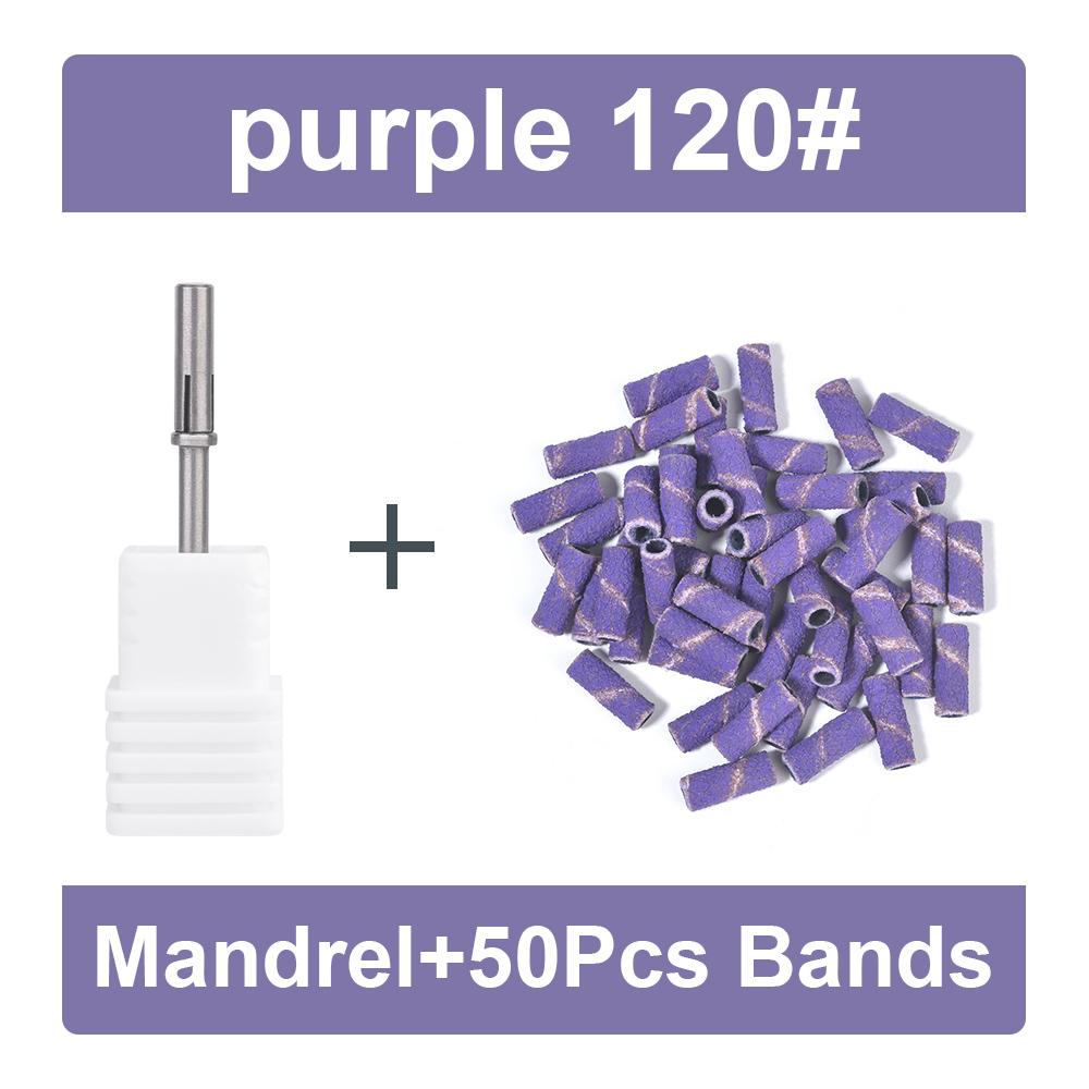 50Pcs 3MM Mini Nail Sanding Bands With Shaft 3/32" Nail Drill Bits Sand Bands Dead Skin Calluses Nail Gel Remove Nail Tool Set