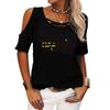 Women Fashion Print Tee Shirt Summer Off Shoulder Short Sleeve Top Ladies Casual Round Neck T-shirt