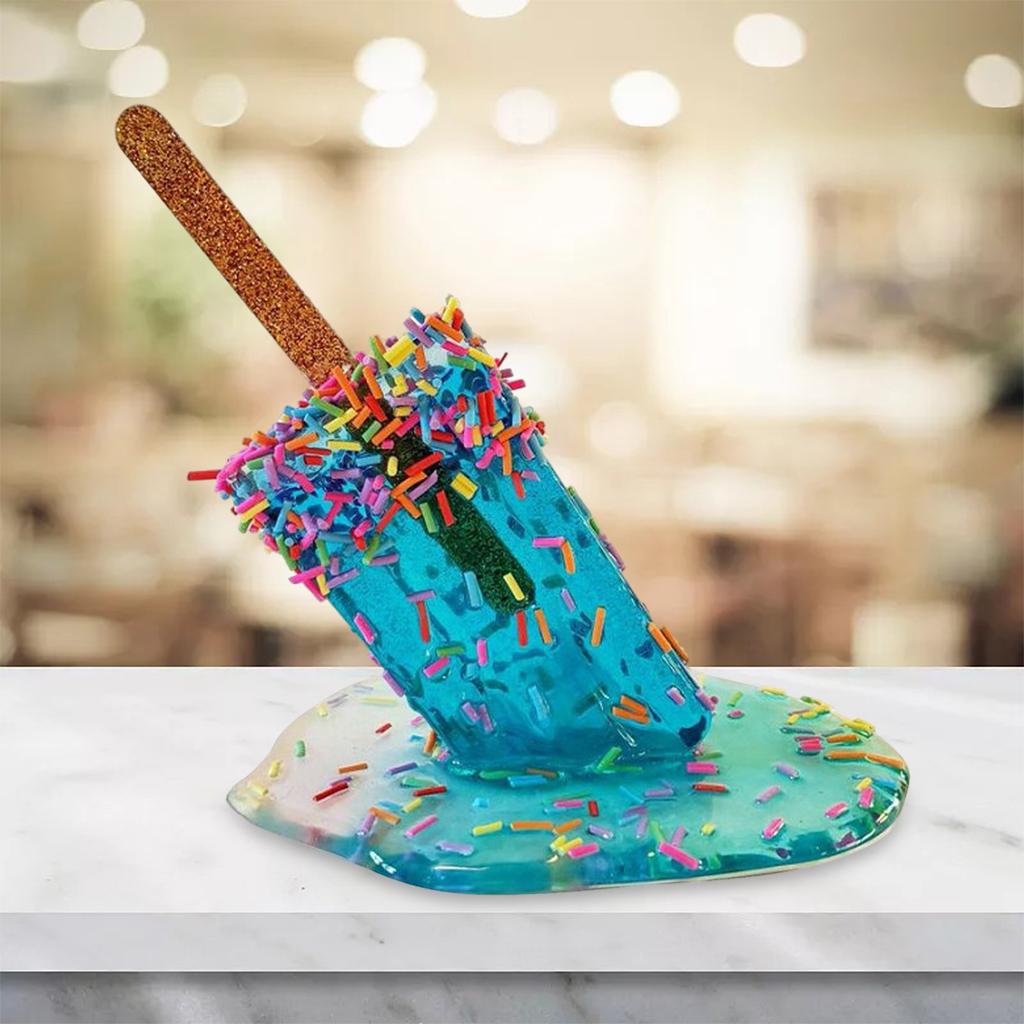 

Melting Popsicle Sculpture Ice Cream Statue Decoration Artificial DIY Miniature Mini Resin Art Crafts Ice Cream Home Desk Decor светло-синий