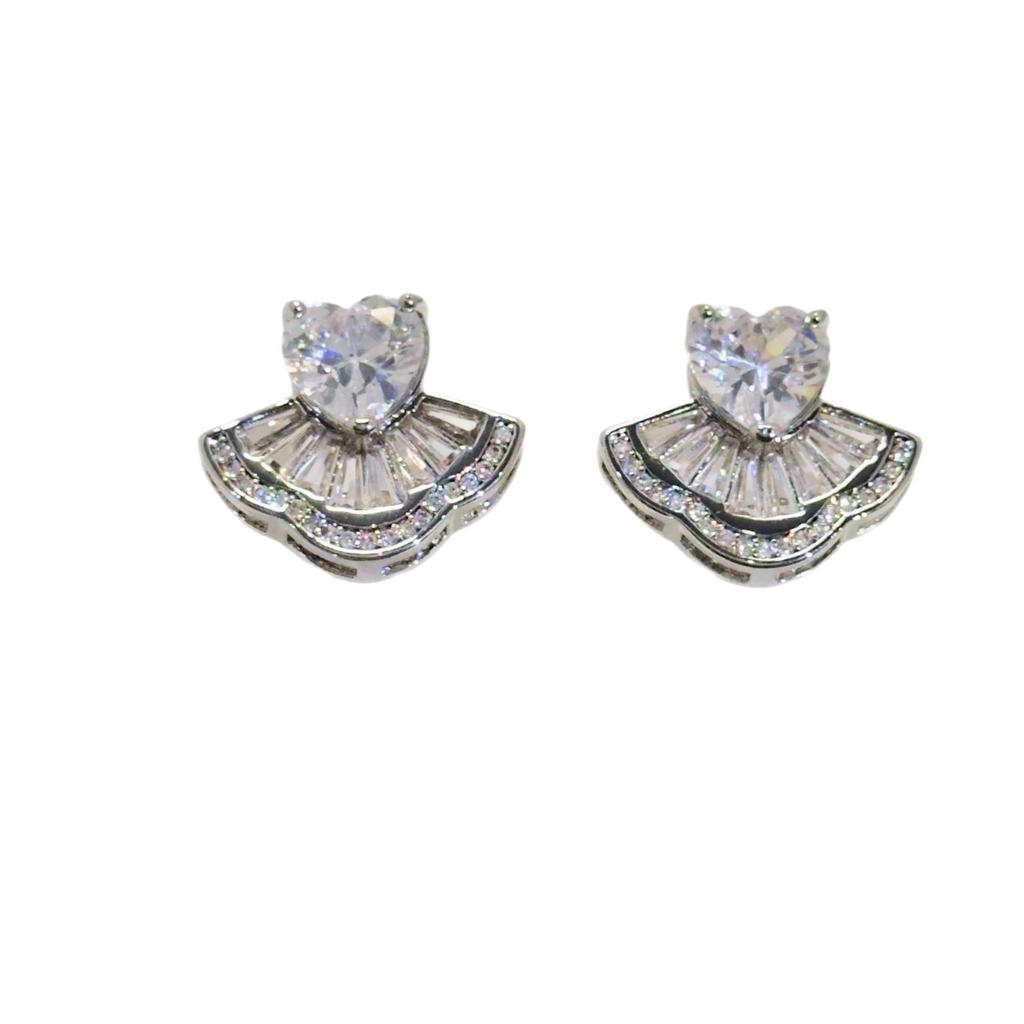 Explosive Fresh And Delicate Love Fan Skirt Stud Earrings Light Luxury Dream Girl Feeling Versatile Style