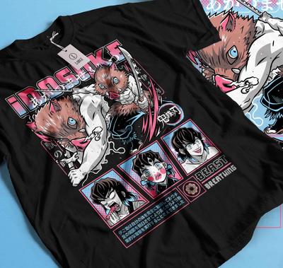 MENS WOMENS Inosuke T-Shirt Demon Slayer Kimetsu No Yaiba Anime Manga Gift Shirt All Size326