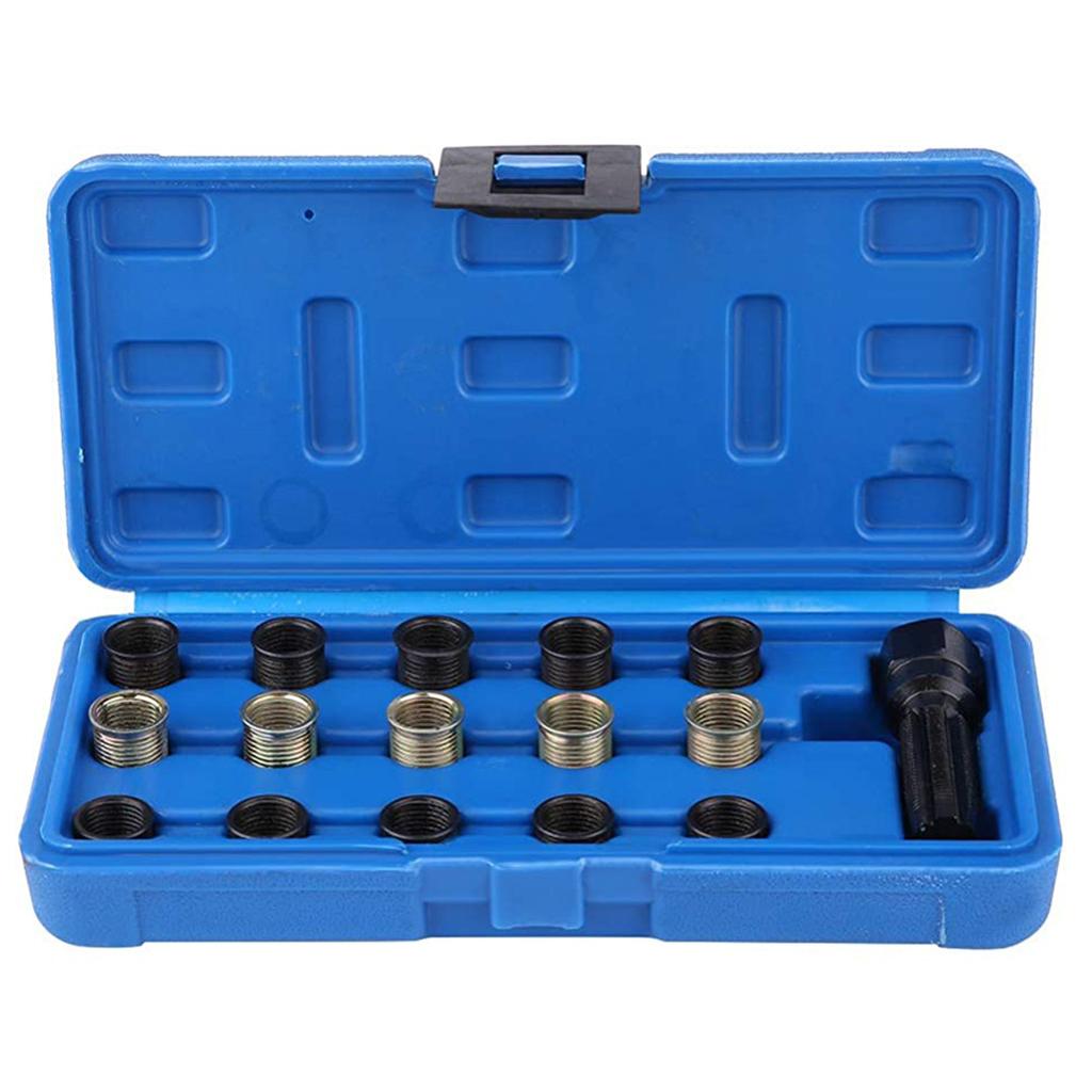 Zündkerzen-Reparaturwerkzeug-Serie 16 Stück Zündkerzenwerkzeug M14x1,25mm Professionelles Gewinde Autoeinsatz mit blauem Koffer