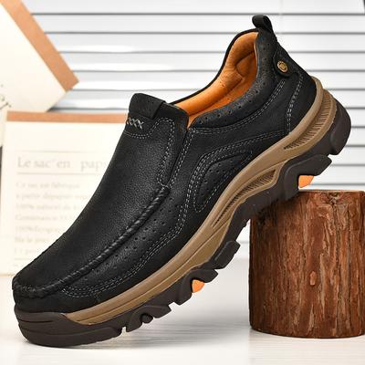 Fashion Genuine Leather Casual Men Shoes Fashion Handmade Comfortable Brand Loafers Breathable Non-Slip All-match Outdoor Hiking Shoes