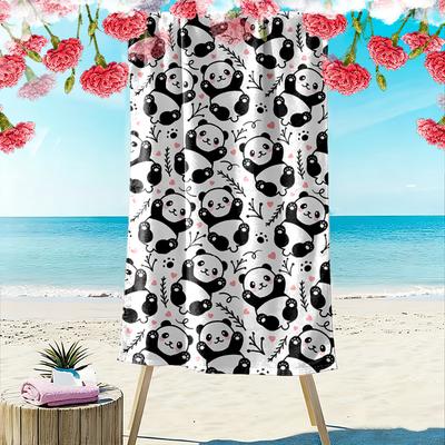 Serviette de plage motif panda mignon Serviette de plage séchage rapide pour voyage sports de plein air jogging plage et natation