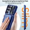 Mit Kartenhalter, Schiebefach für die Kamera und Ständer für Samsung Galaxy S26 Ultra Handyhülle, Anti-Fall PC+TPU Wallet Hülle - Blau