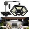 Solar Shed Light Solar Pendant Light For Indoor Outdoor 180 LED 1000LM Solar Lamp With Remote Control for Barn Gazebo Garage