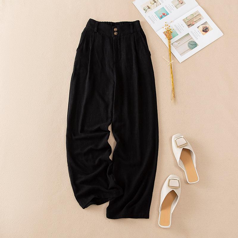 DIMANAF 2025 Sommer Übergröße Lange Hosen Damen Elastische Lässige Haremshose Hohe Taille Locker Basic Hose Weitbeinige Hose 5XL