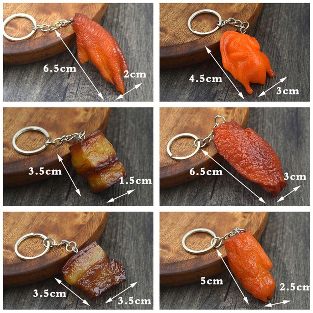 Gift Funny Roasted Chicken Key Holder Luxury Exquisite Simulation Food Keychain Fake Braised Pork Fashion Bag Hanging Pendant