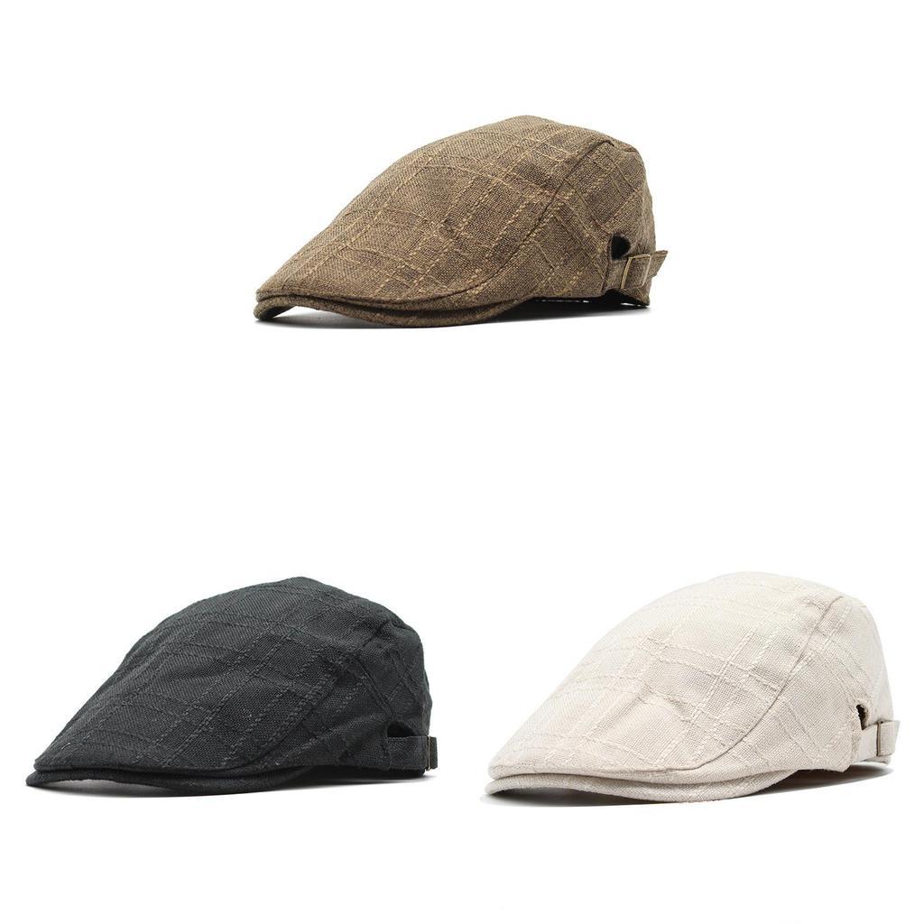Gorra de Algodón y Lino para Hombre y Mujer, Estilo Vintage, Protección Solar, con Visera Curva Ajustable, para Usar en Verano