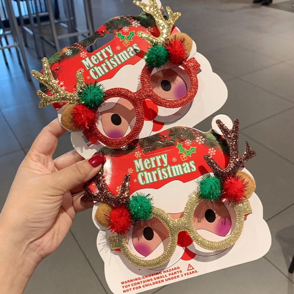 Handmade Christmas Glasses Frame Cartoon Elk Antlers Glasses Frame  New Year Dress Up