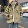 Men's Spring and Autumn New Loose Heavy Fatty Plus Fatty Plus Hooded Casual Jacket