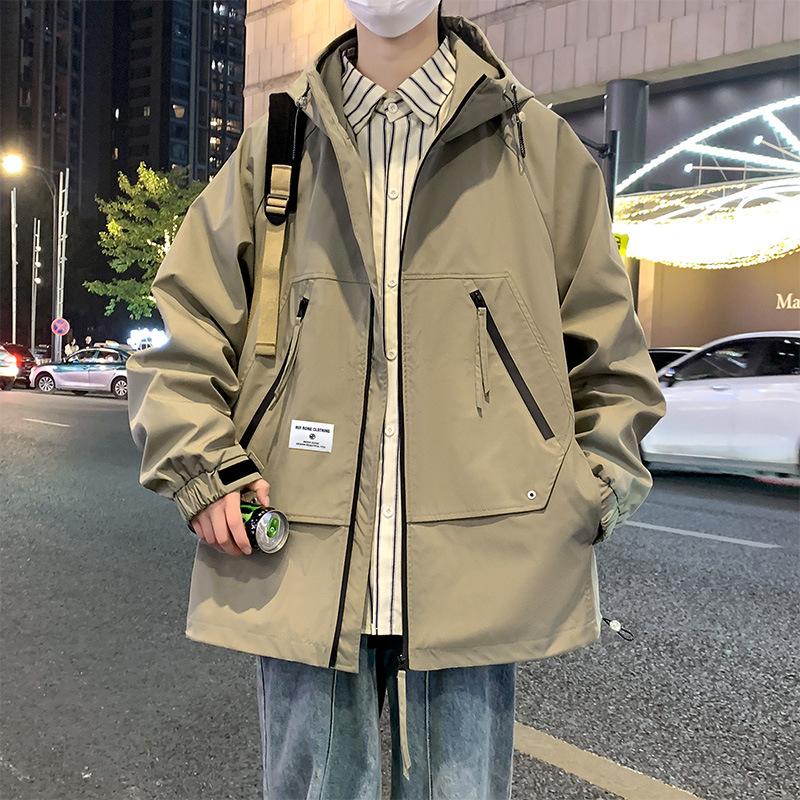 Men's Spring and Autumn New Loose Heavy Fatty Plus Fatty Plus Hooded Casual Jacket