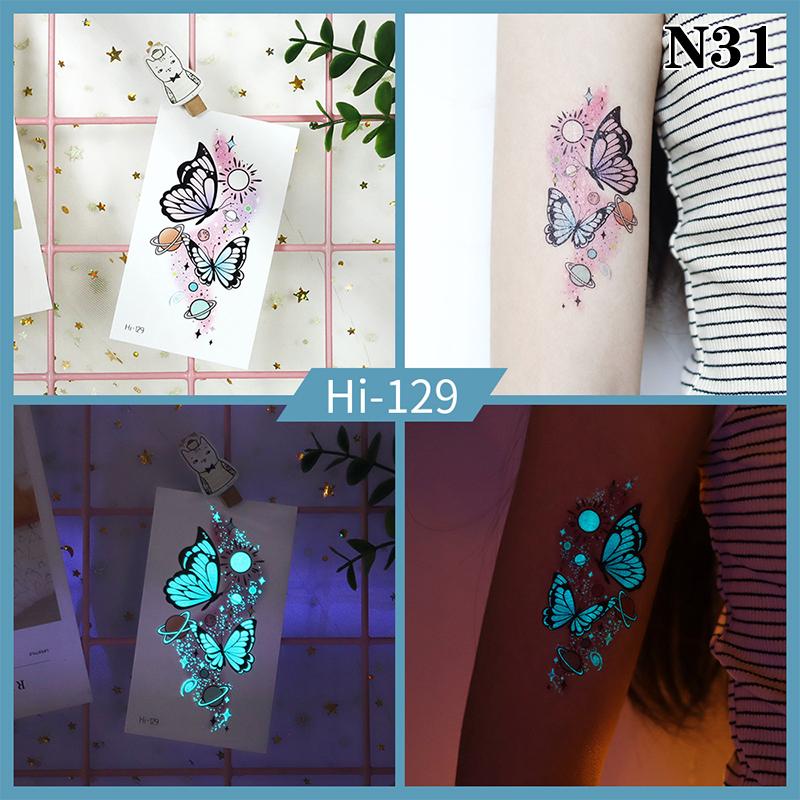 Светящаяся бабочка синяя светящаяся татуировка наклейка кемпинг водонепроницаемая временная татуировка перья одноразовая поддельная татуировка боди-арт