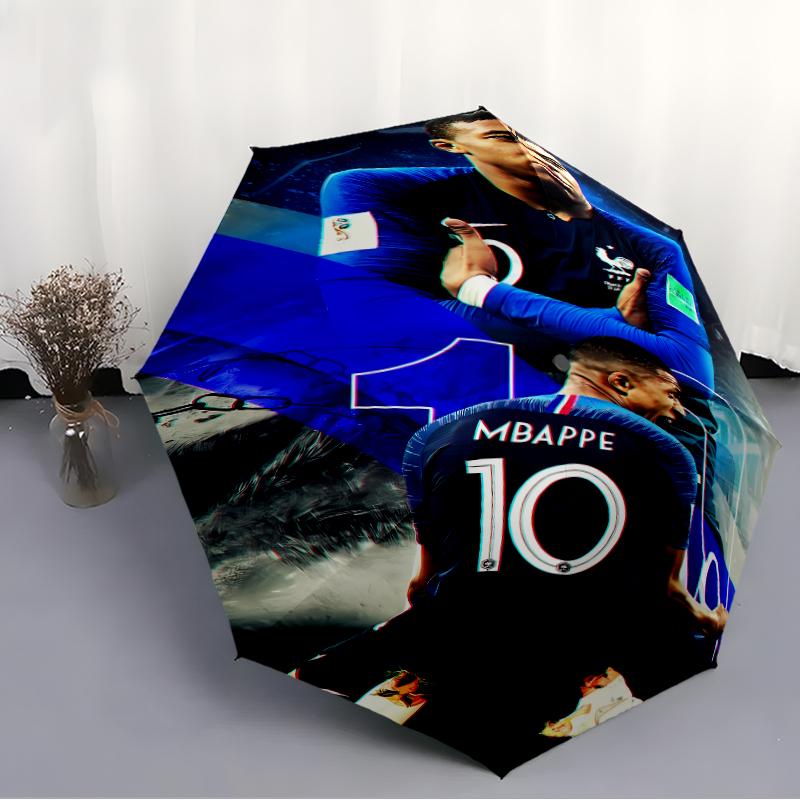 Printed Kylian Mbappé Printed Folding Umbrella,Outdoor,Leisure,And Travel Umbrella,Durable Umbrella Fabric,Birthday And Holiday Gift
