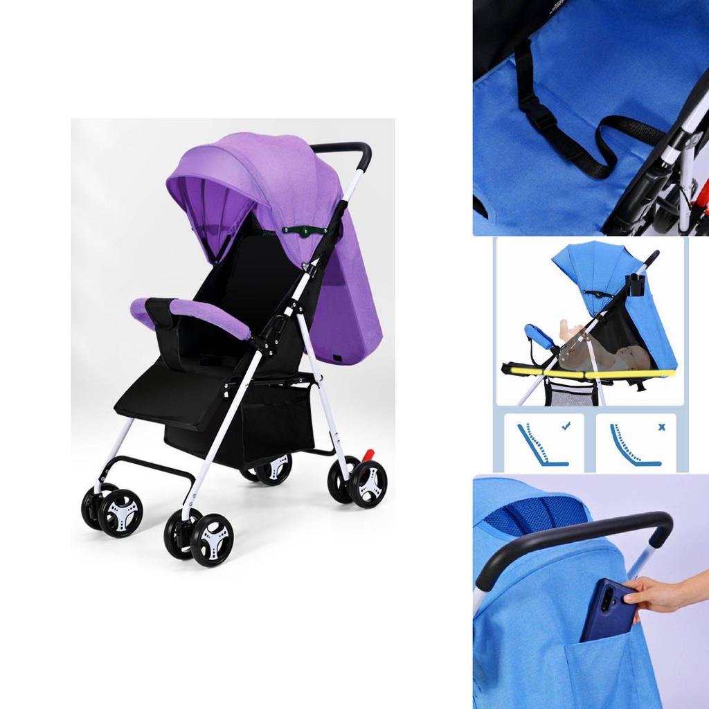 Lightweight Versatile Baby Stroller For Easy Travel Comfortable Seating And Lying Options
