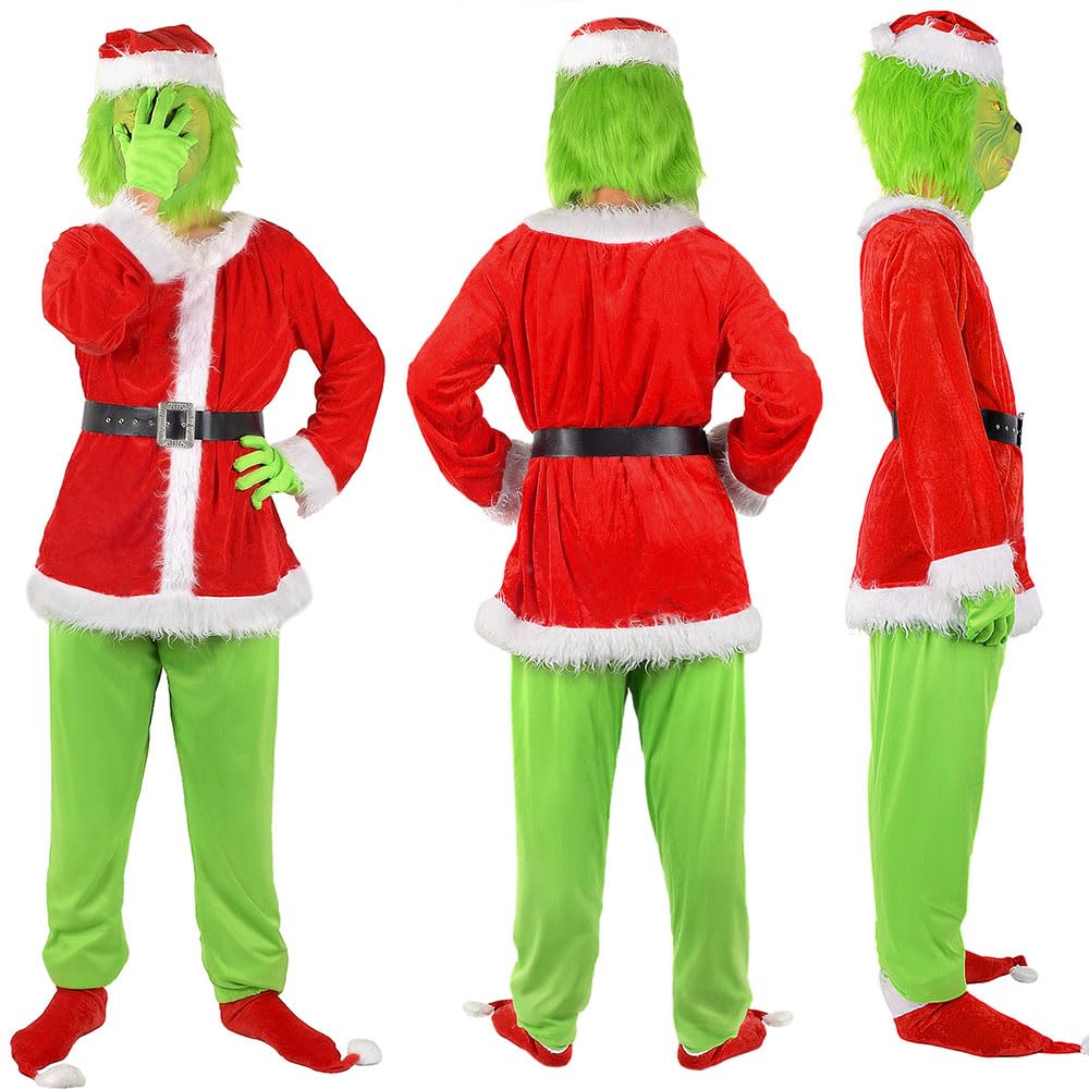 Christmas Green Costumes-Adult Furry Christmas Cosplay Costume Santa Outfit Sets