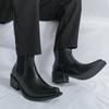 Men's Classic Retro Chelsea Boots Pointed Toe Leather Ankle Boots Men British Style Short Boots High-top Business Formal Shoes