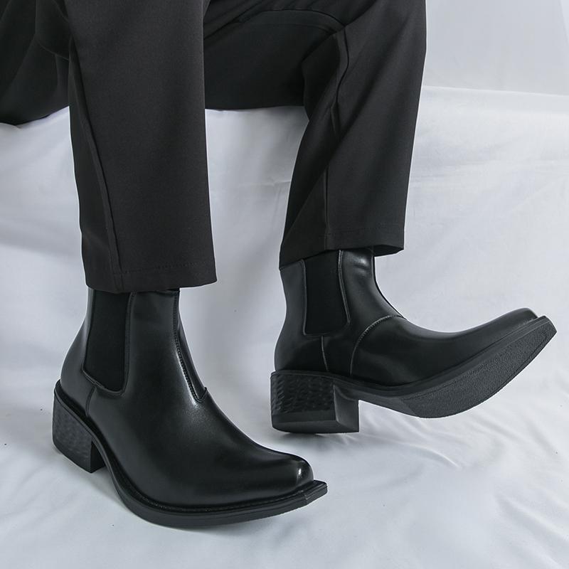Men's Classic Retro Chelsea Boots Pointed Toe Leather Ankle Boots Men British Style Short Boots High-top Business Formal Shoes