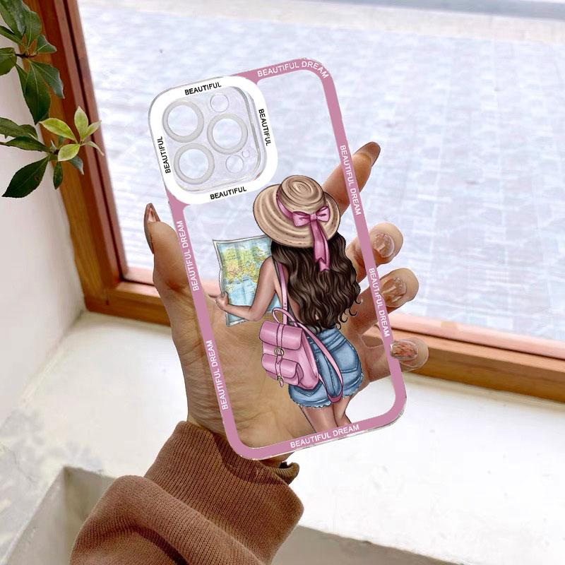 Read Book And Coffee Girl Clear Phone Case Cute Cover for iphone 13 14 12 11 Pro Max 7 8 Plus SE2 X XS XR Transparent Back Cover