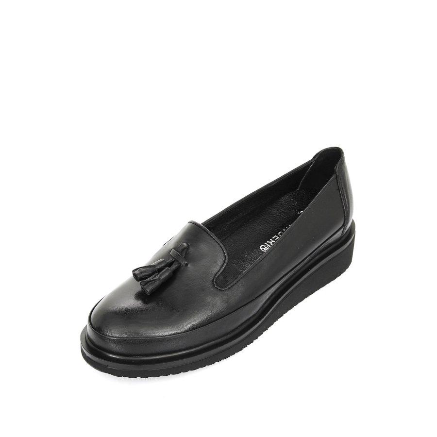 Damen-Freizeitschuhe aus echtem Leder mit Keilabsatz und Mokassins