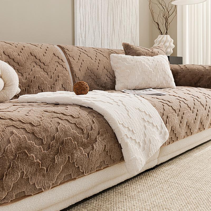 

Autumn And Winter New Thickened Seat Cushion Rex Rabbit Plush Sofa Cushion Non-Slip Leather Sofa Seat Cushion Cover Blanket Bay Window Cushion 70*70cm