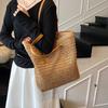 Women Top-Handle Bags Straw Summer Beach Straw Bucket Bag Woven Tote Purse Casual Travel Handbags for Women