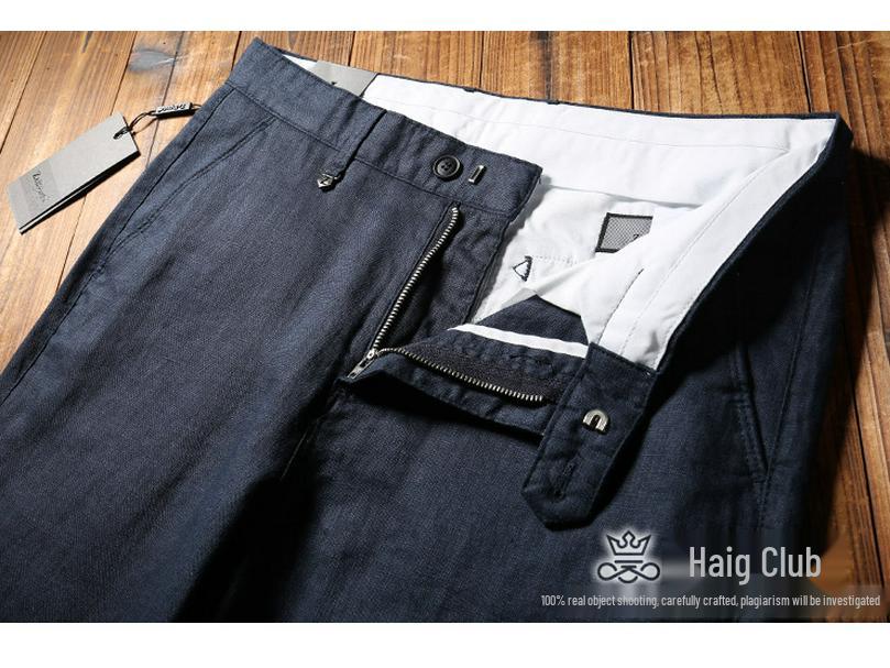 Men's European Summer Breathable 100% Linen Straight-Leg Trousers - Business Casual