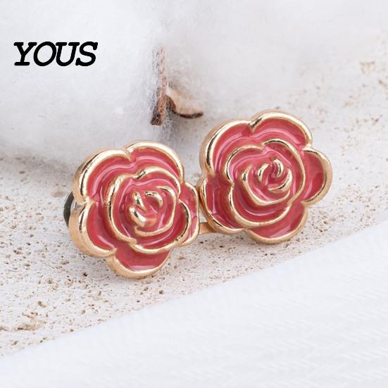 Comfortable Waist Support Pins 1 Pair Rose Tightener Pins, No-sew Pants Tighteners, Detachable Metal Flower for Jeans Skirts Waistband Narrowing