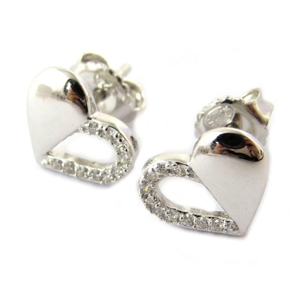 Les Trésors De Lily [N6877] - Øredobber Sølv 'Love' hvit sølvfarget (rhodinert) - 11x11 mm