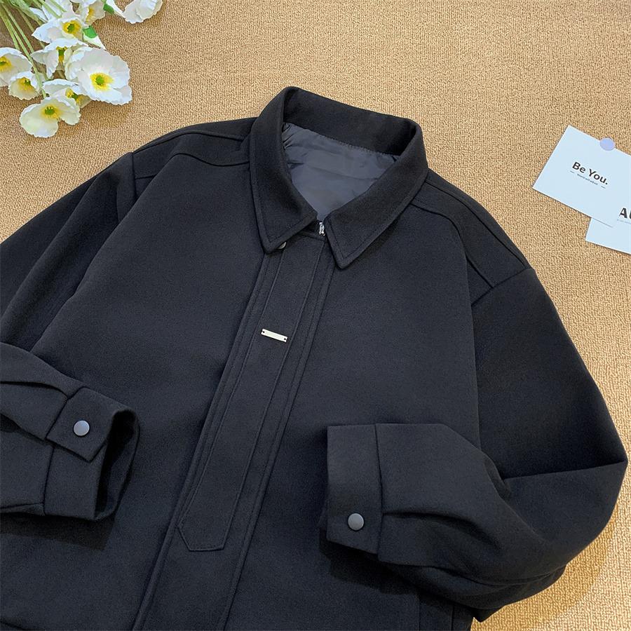 

Men s Black Lapel Jacket - Spring/Autumn 2025 Trendy Loose Solid Color Outerwear Medium чорний