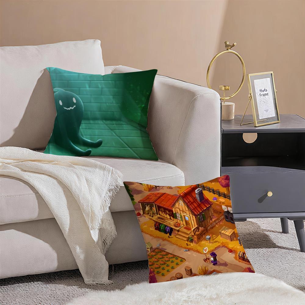 Stardew Valley Pillow Game Character Cushion Cover Throw Pillow Cover Hidden Button Durable Polyester Chair Cushion