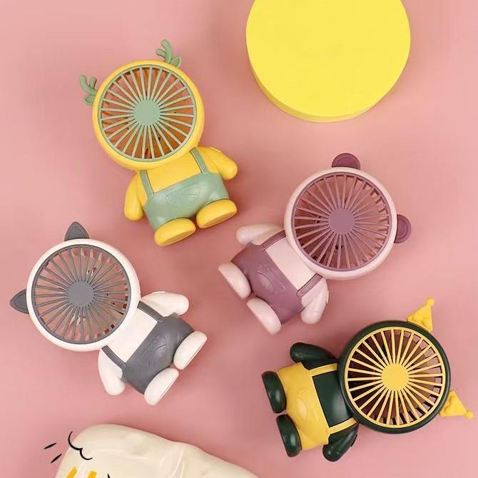 Portable Rechargeable Mini Fan with Three Speeds - Cartoon Design for Kids