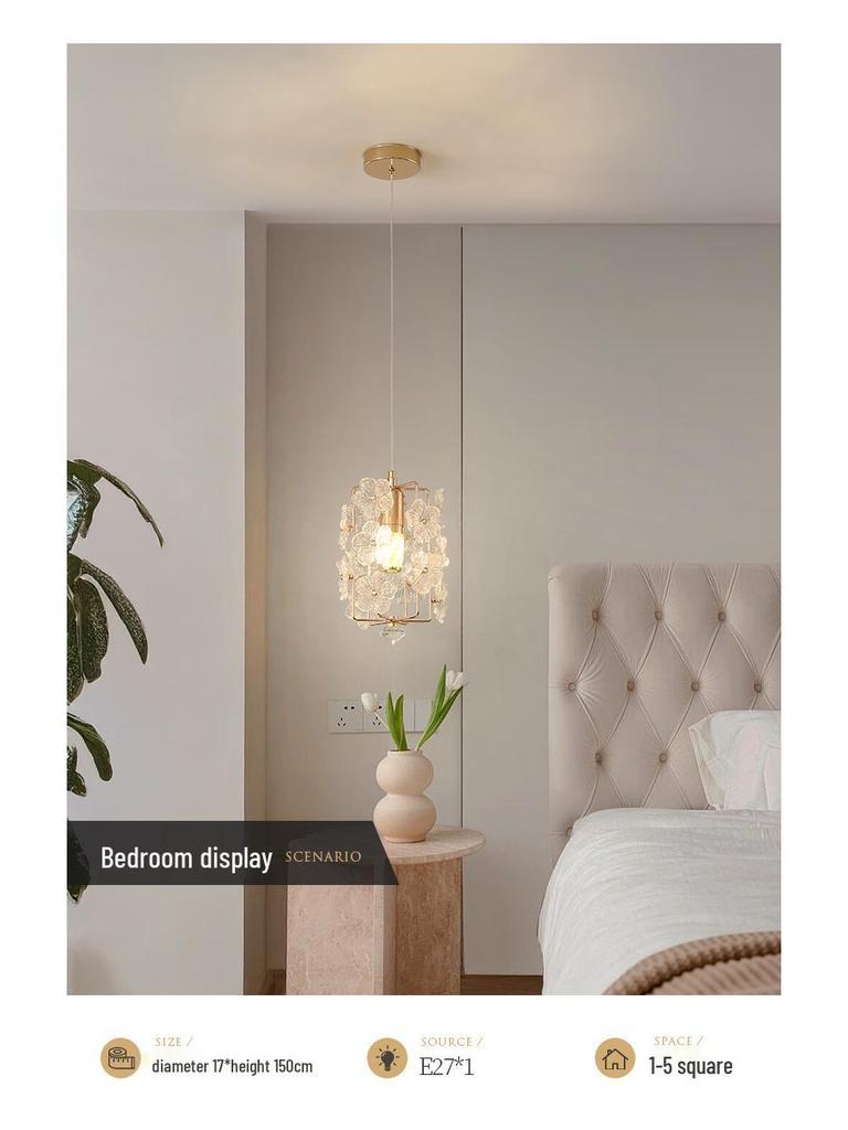 Nordic Crystal Bedside Pendant Lamp - Creative and Simple Lighting for Bedroom, Bar, Study, or Restaurant.
