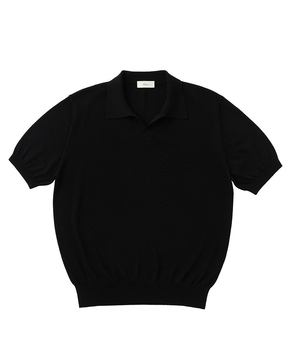 Berno 26Ssll Open Collar Knit Black M