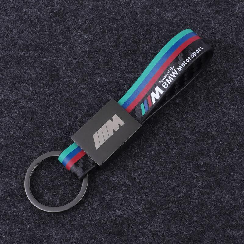 Carbon Fibre Leather M Sport Car Key Fobs Ring Key Chain for Bmw M Logo BMW E90 E91 E92 E93 E60 E61 F10 F07 E64 E63 Accessories lcmn88