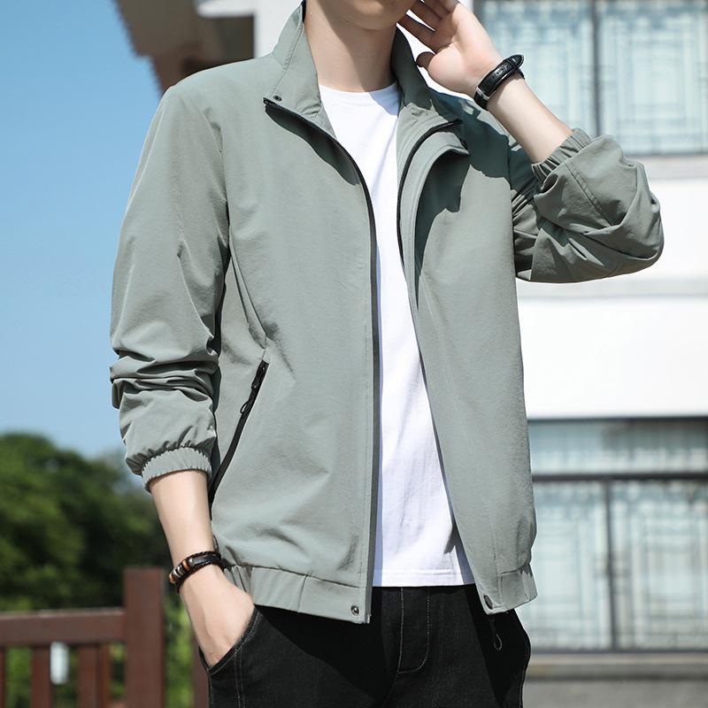 

Stand-up Collar Jacket for Men In Spring and Autumn New Casual Korean Style Slim and Fashion Trendy Versatile Top Trendy 5XL зелений
