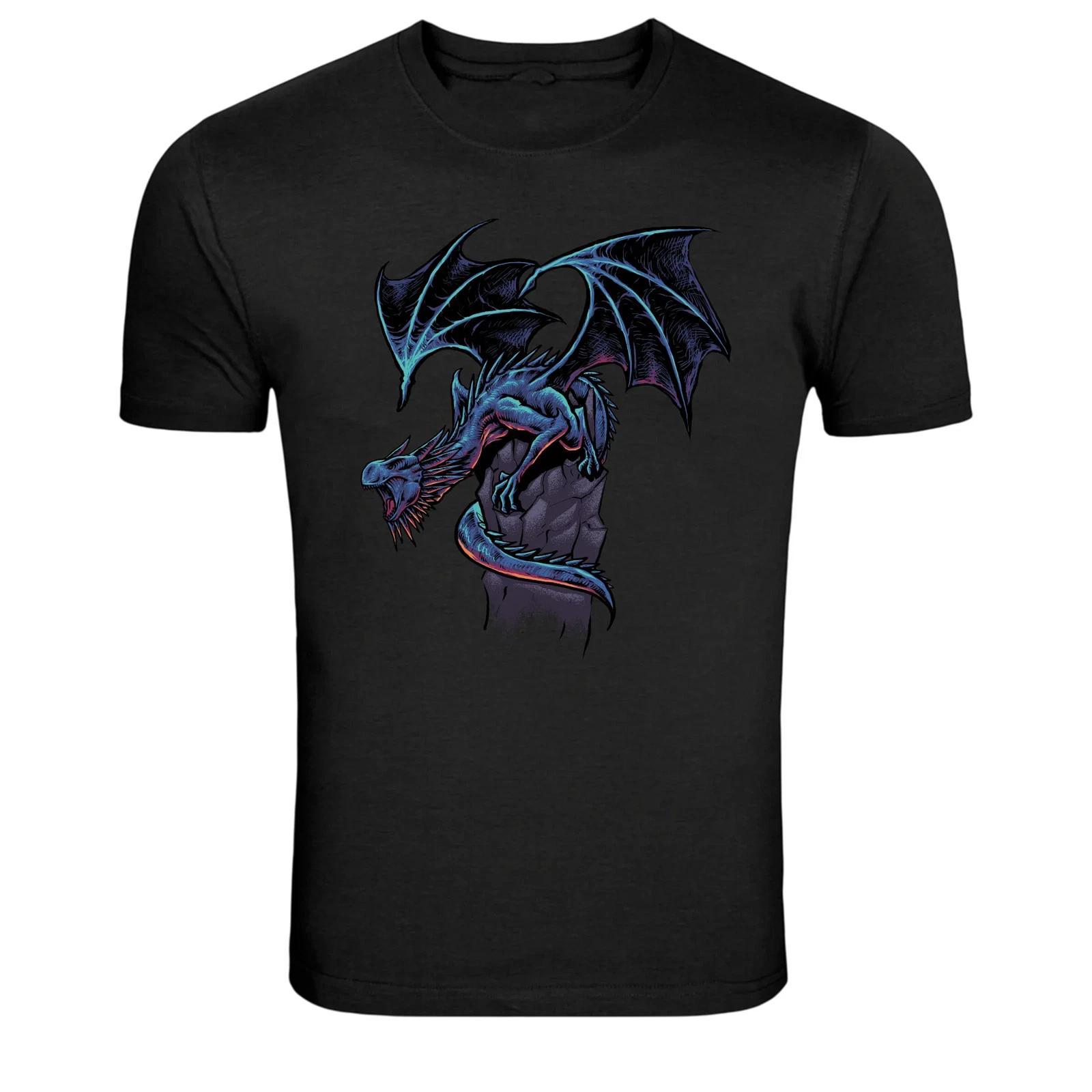 Flying Dragon Fantasy Creature Graphic T-Shirt Mythical Beast Tee 4XL