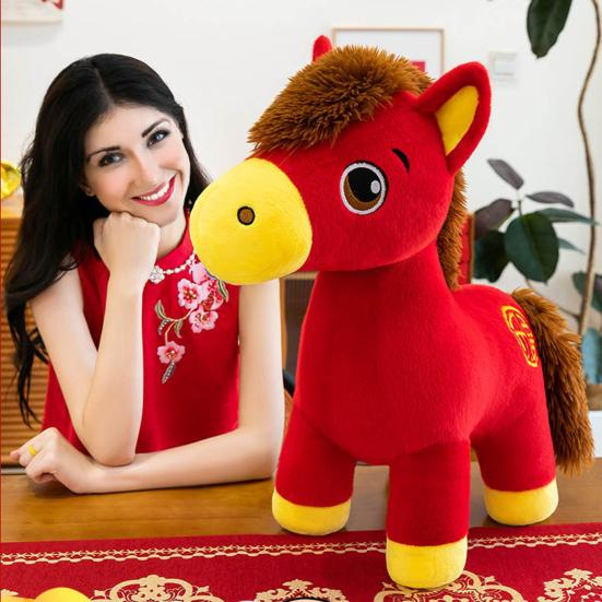 Horse Doll Year of The Horse Symbol PP Cotton Filling Traditional Craftsmanship Zodiac Doll Desk Ornament