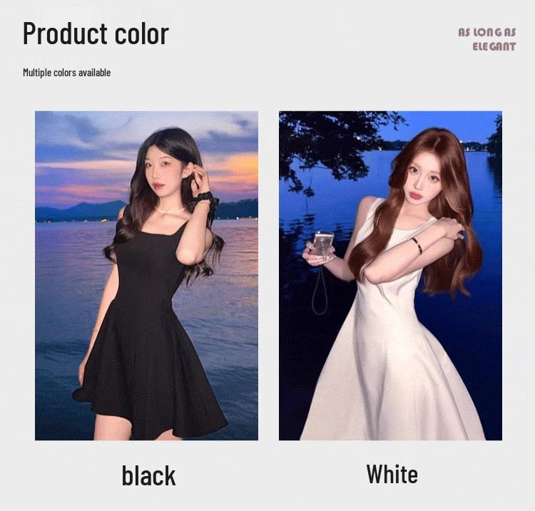 Elegant Women's Spaghetti Strap Waist-Cinched White Long Dress - Early Spring 2026 Collection, Romantic & Formal Design